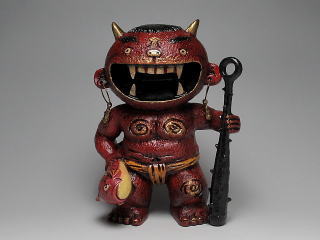 赤鬼（特大）　金棒と鯛　置物