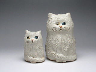 オッドアイねこ　置物
