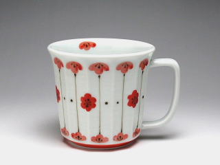 花絵十草（赤）　マグカップ