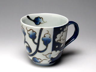 染付二方牡丹（青）　マグカップ