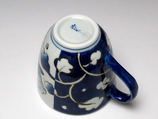 染付二方牡丹（青）　マグカップ