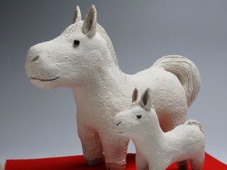 迎春うま親子セット　置物