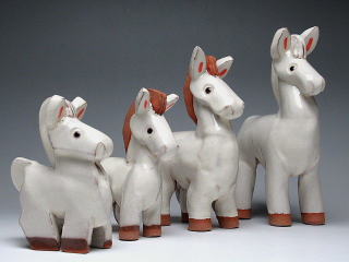 粉引しろうま　置物