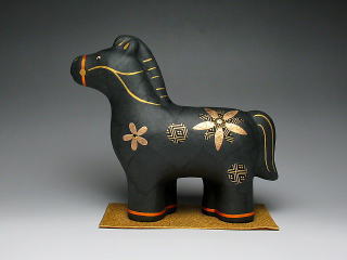 金彩黒馬　置物