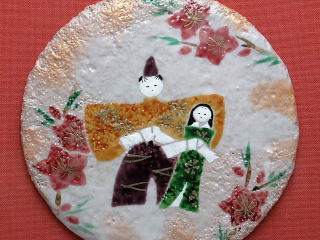 お雛さま　陶額