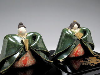 織部錦雛飾り　置物