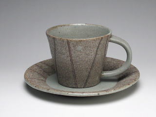 灰釉線紋　コーヒーカップ